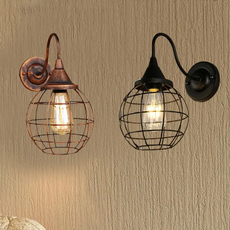 Black Color Industrial Restaurant Vintage Lamps Cafe Clothes Shop Office Bar LED Lighting Antique Wall Lamp