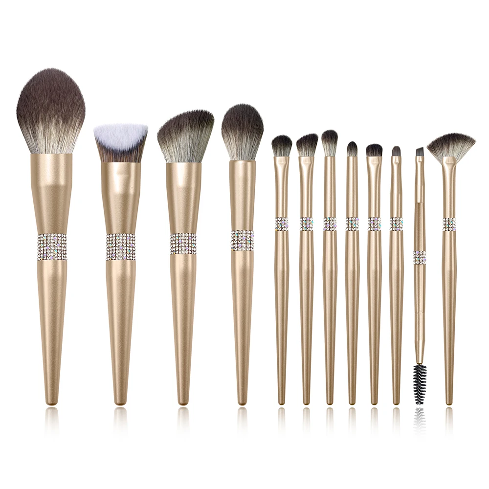 DailyQueen The cat paw prints  12pcs plastic Handle Blush Make Up Brushes Girls Daily Make up Brush Set With cute bag