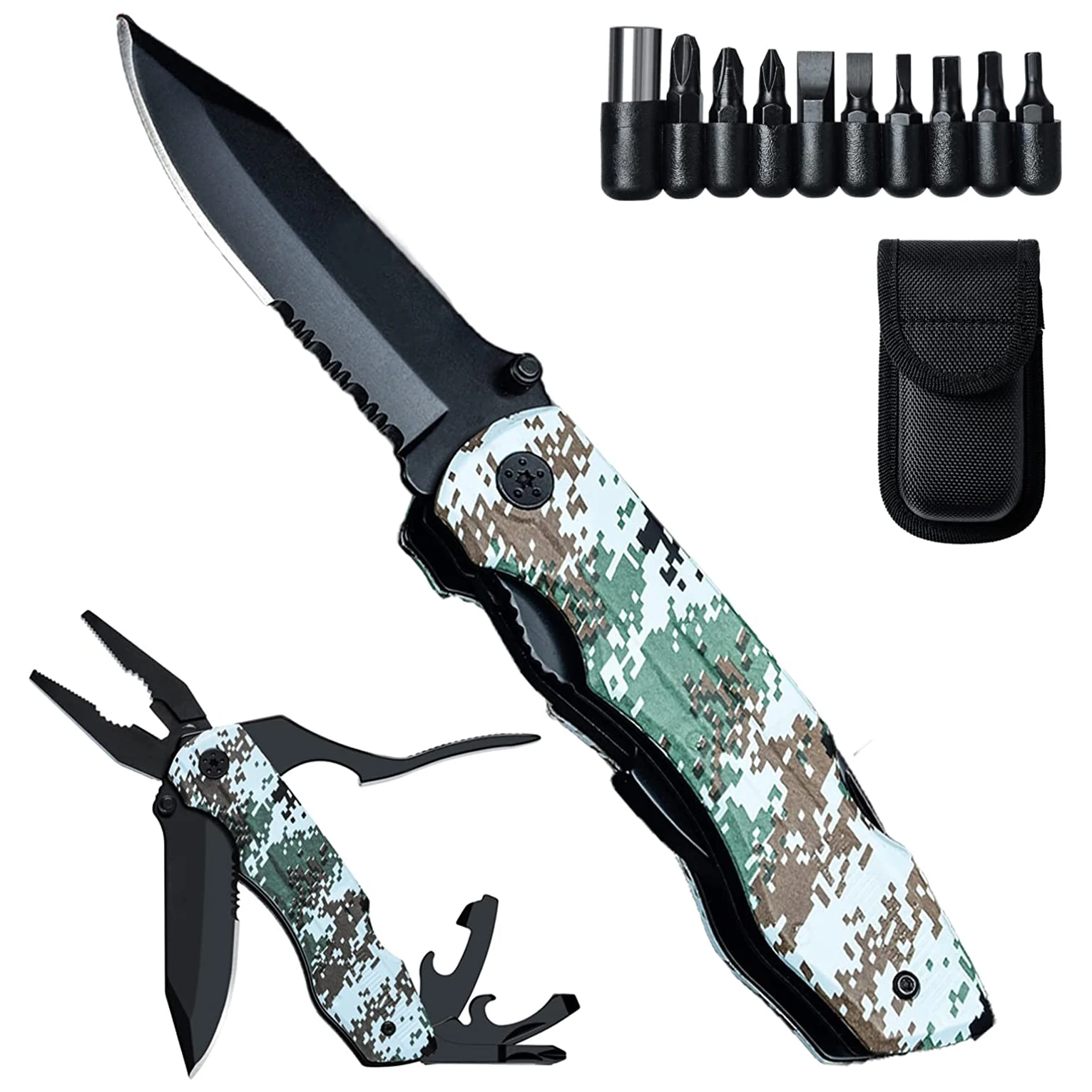 Multitool Pocket Knife Men, Gifts for Dad Husband Boyfriend on Fathers Day, Survival Multi Tool, Multipurpose Tactical Utility P