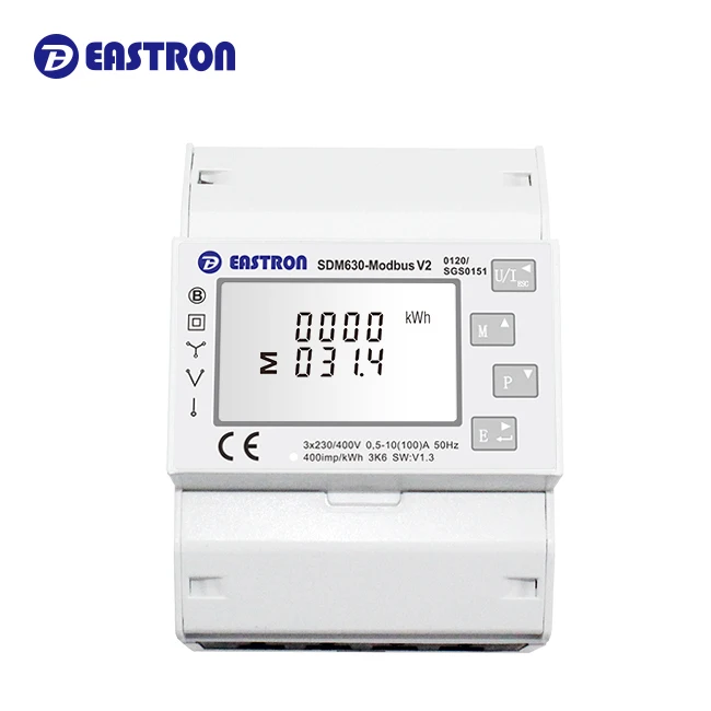 Eastron SDM630Modbus V2 MID Approved 3P4W/3P3W/1P2W Mini Size Multifunction Modbus Din Rail Power Meter for EV Charger