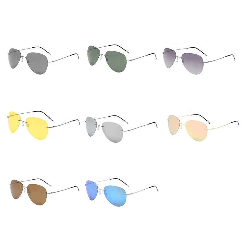 LEK fashion luxury newest  aviation UV400 shade polarized super lightweight flexible rimless driving sunglasses men 2022