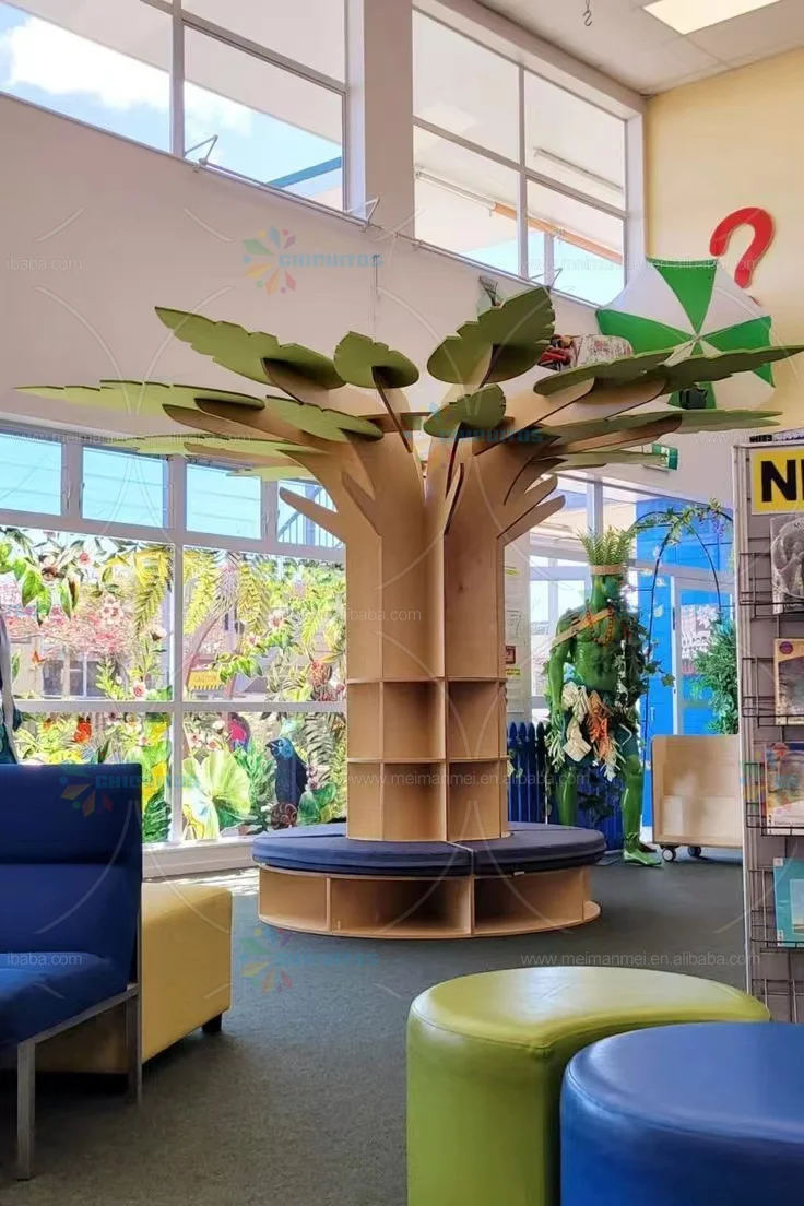 Chiquitos Modern Library Furniture Bookshelves Bookshop Shelves Wooden kids Cabinet Rack Shelving kindergarten preschool project