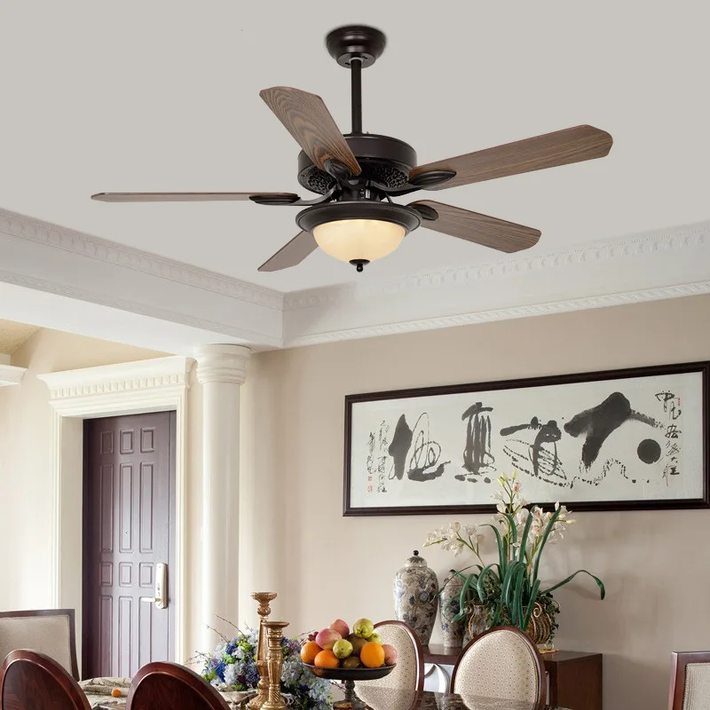 Modern Ceiling Indoor Fan Decorative Smart 110V-240V Remote Control Luxury Wooden Blades Led Light Ceiling Fan