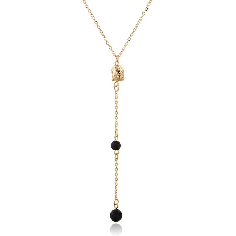 Hot Sale New Explosive Diffuser Necklace, Lava Stone Essential Oil Alloy Chain Buddha Necklace