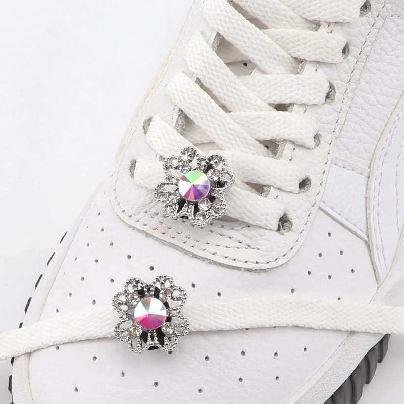 Diamond Flowers Shoelaces Decoration Clip Shoe Charms Shiny Crystal Rhinestone Pearl Buckle AF1 Sneakers shoe clips accessories