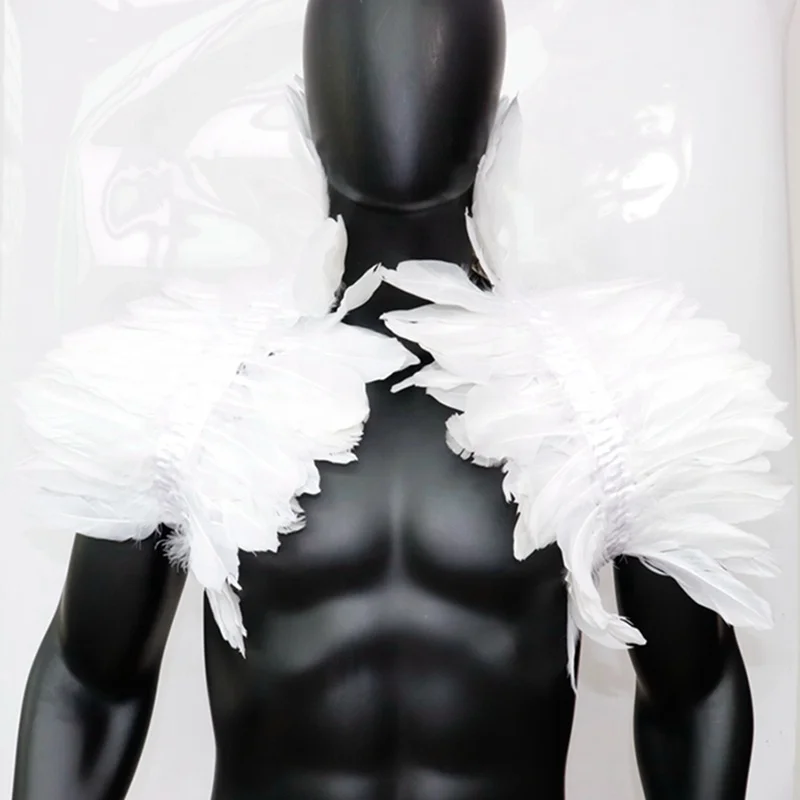 White Feather Cloak Feather Jacket Shawl Poncho 3 Tier Carnival Feather Shoulder Cover, Mexican Party, Spanish Mardi Gras