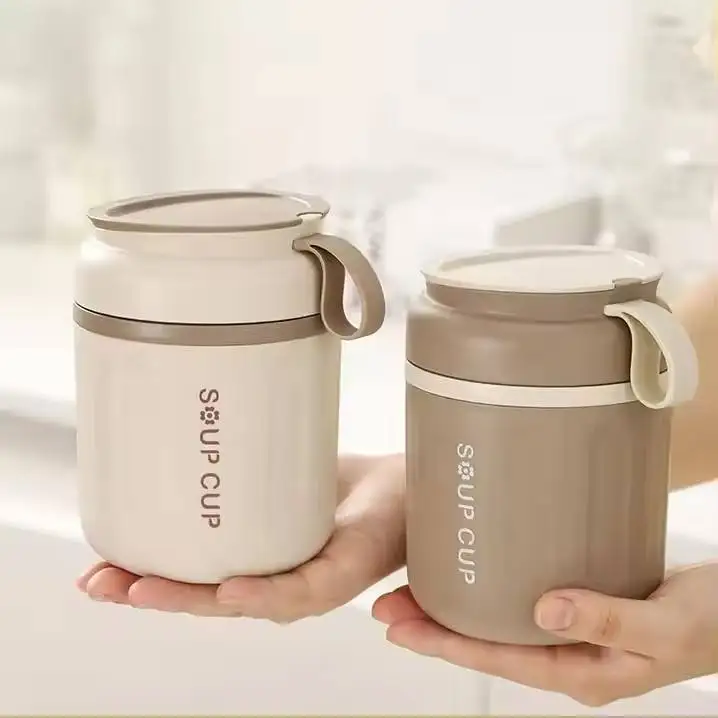 480ml Stainless Steel Lunch Box with Spoon Thermal Food Container Vaccum Cup Insulate Bento Box Thermos Soup Cup For Kids School