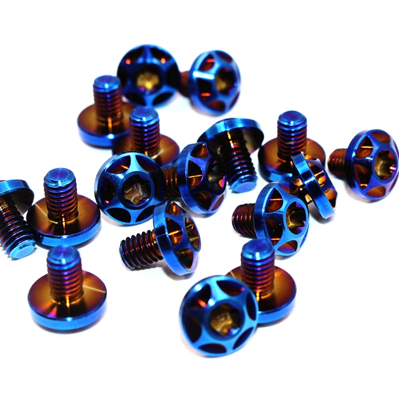 OEM accept Grade5 Ti6Al4V colorful black rainbow torx shell disc head M4x8mm Motorcycle helmet titanium bolts screws for SHOEI