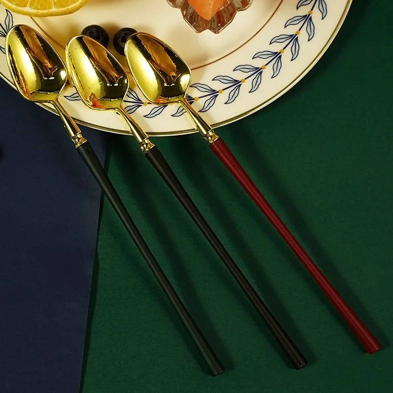 European and American fashion coffee spoon dessert hotel wedding gold set tableware tableware knife fork spoon box stainless ste