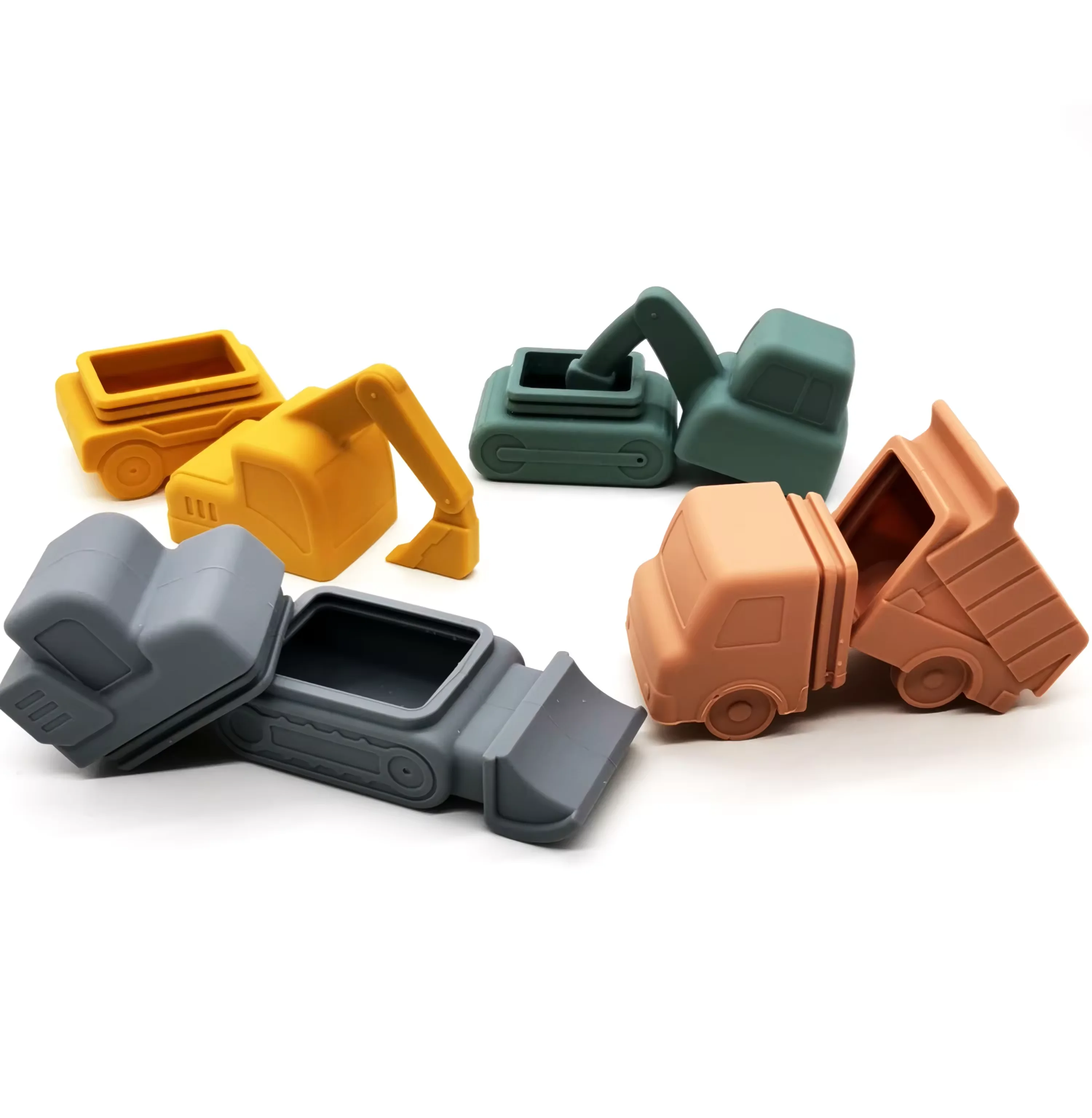 2024 New Silicone Toy Vehicles Mold Bath Play Set Toy engineering vehicle