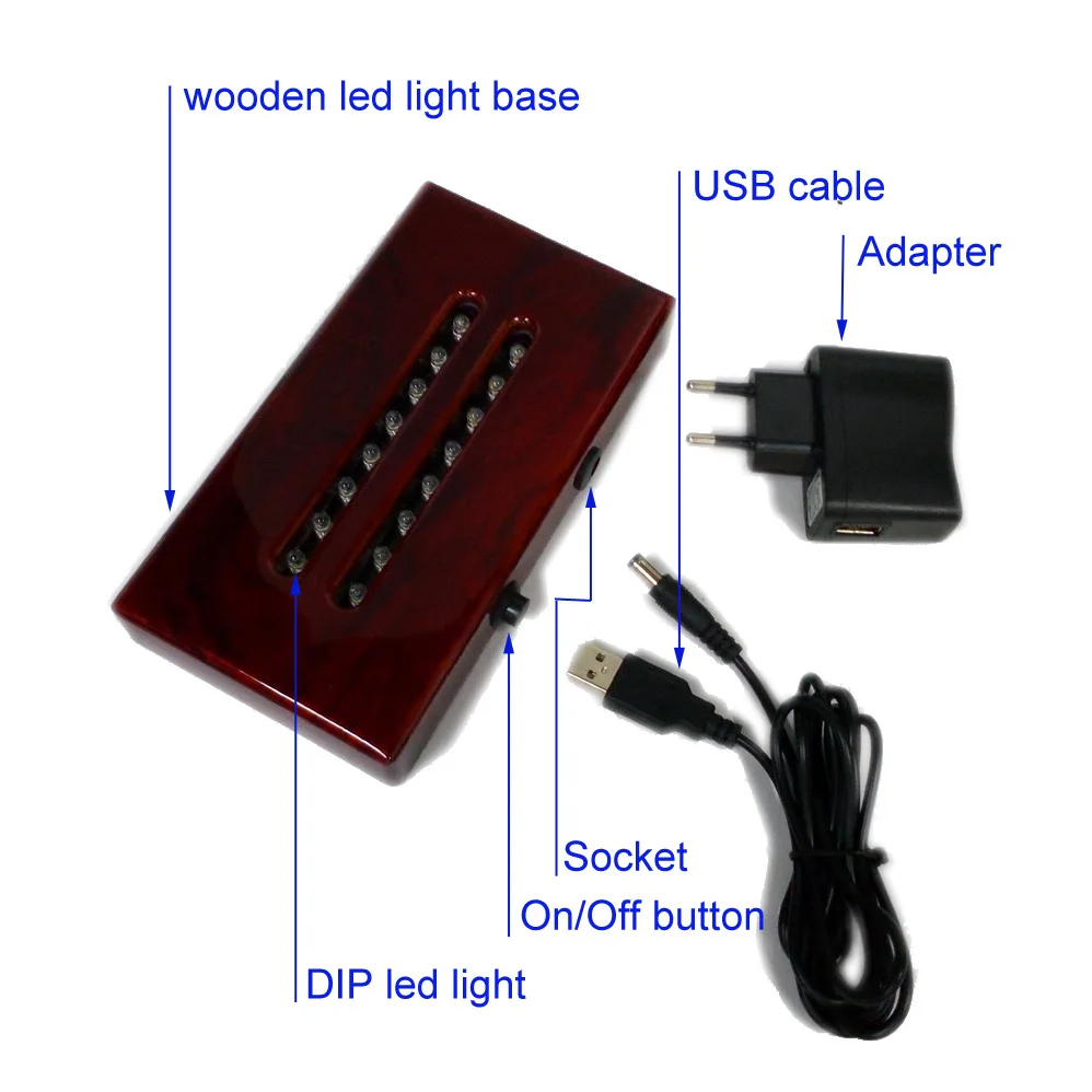 16 LED Light Stand Base Rectangle Display Pedestal for 3D Crystal Glass Art   Adapter Plug Operated