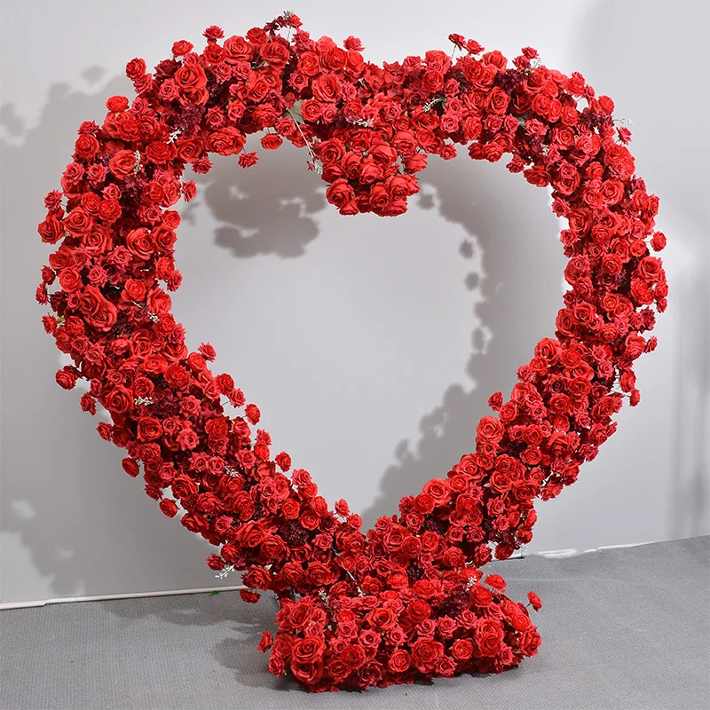 Hot Selling Heart Shape Red Rose flower Arch For Wedding Garden Home Decor