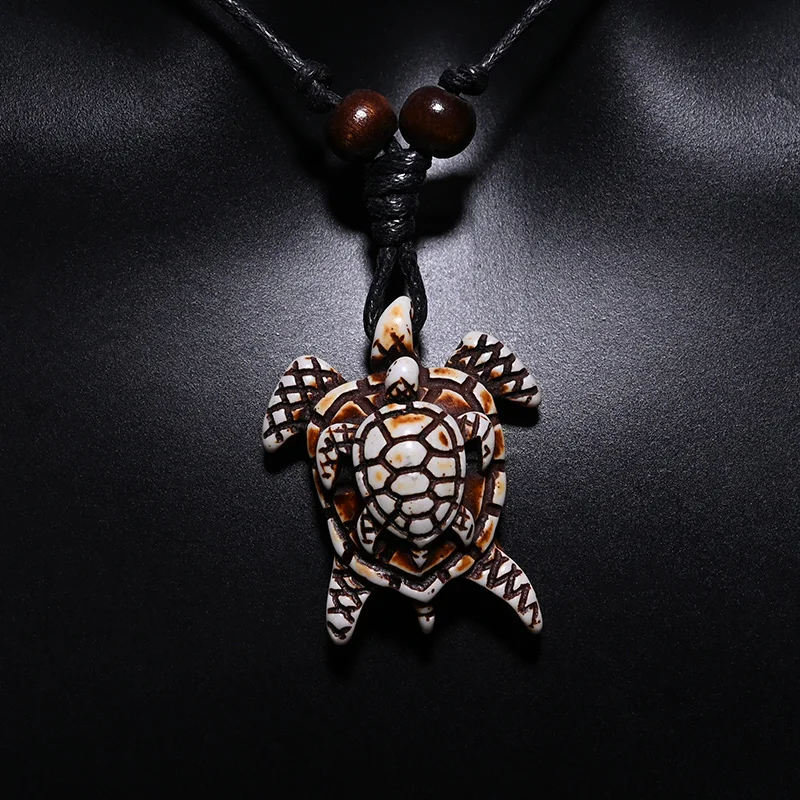 FX024 Turtle mother and child pendant men Choker Retro Jewelry Indian Maya Tribal style Imitation Yak Bone necklace Amulet Gift