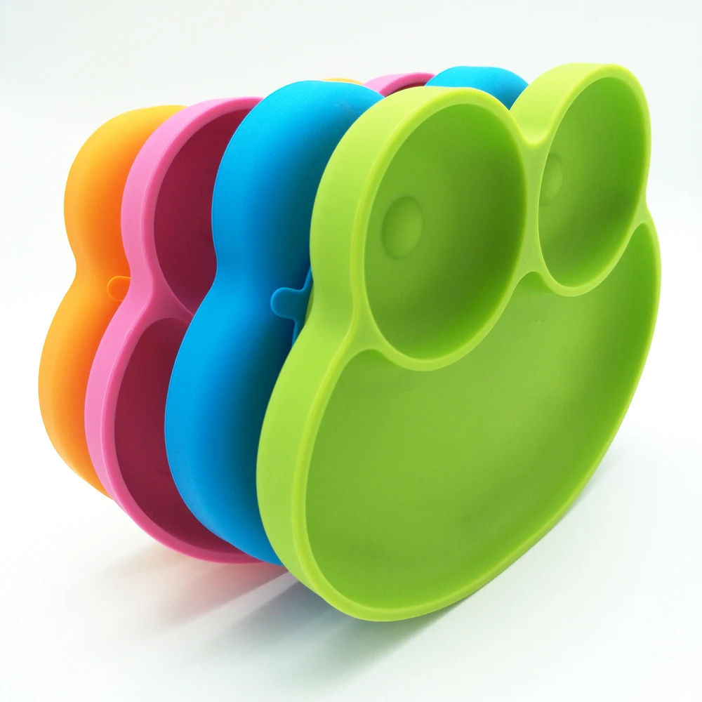 Wholesale  Frog One Piece Silicone Suction Plate  Easy To clean Silicone Baby plate