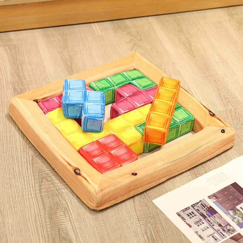 3D simulation sliding blocks plush pillows floor mat funny baby educational sliding blocks stuffed cushion plush toys
