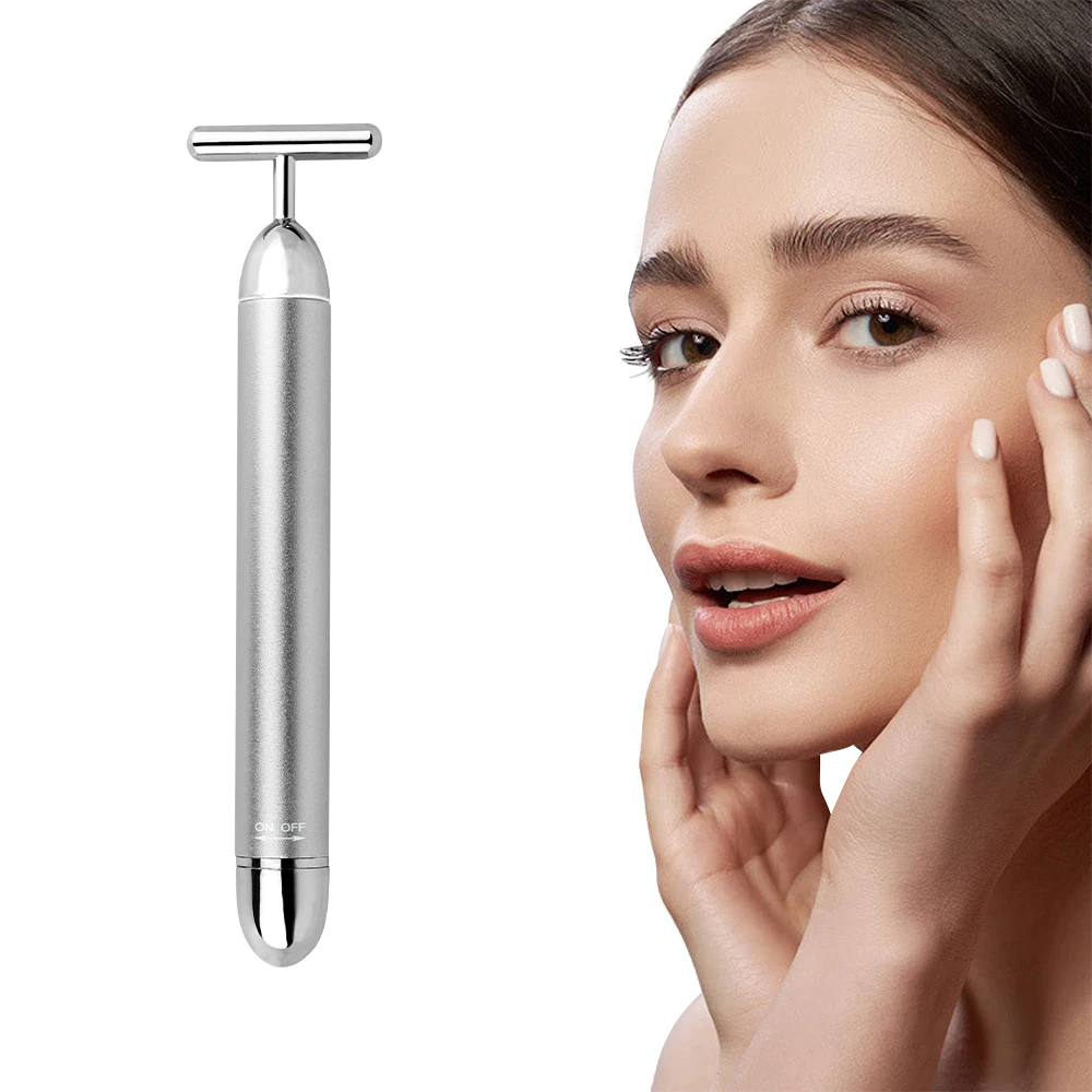 2022 Face Tightening Slimming Massager T-Shape Beauty Bar Skin 24 K Gold Bars Vibrating Face Facial Massager