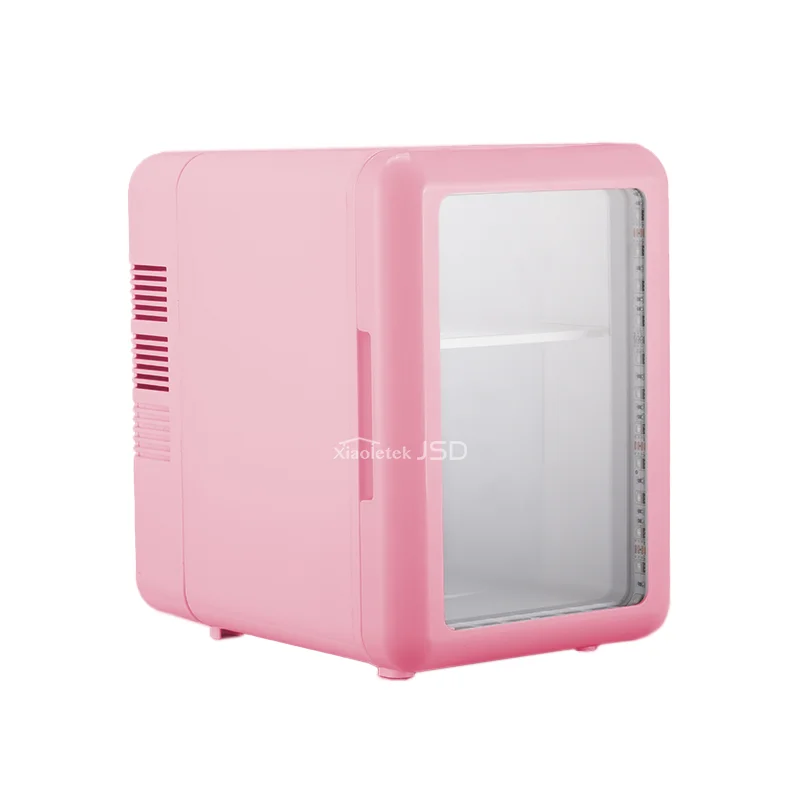 Бытовые розовые или настраиваемые цветные мини-холодильники для автомобиля спальни 4 л небольшой портативный холодильник с красочными светодиодными лампами