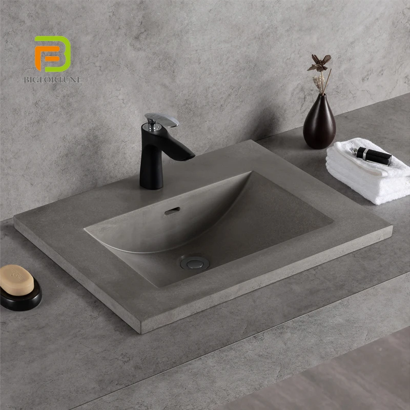 Color Cement Sink Counter Top Basin Concrete Wash Basin Grey Hot Sale European Ceramic Glazed Cabinet Basins Shampoo Sinks Black
