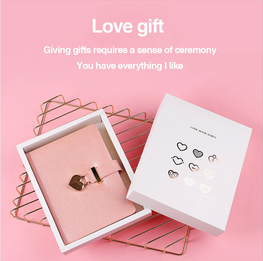 Factory Direct Selling Codebook Creative Heart-Shaped Lockable Diary Lovely Girl Heart Student B6 Notebook Customizable Logo