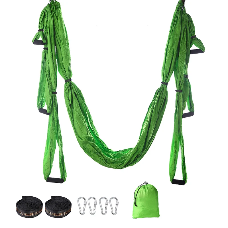 Manufacture OEM ODM Silk Nylon Fabric Indoor Flying Swing Sling With 6 Handles Aerial Yoga Hammock