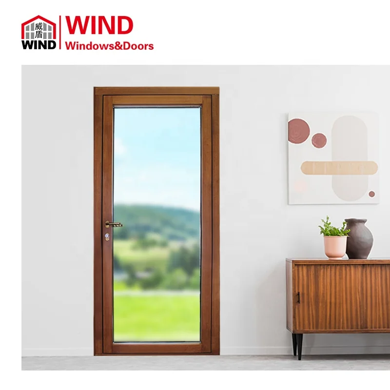 New design  french style Aluminum wood out swing   water proof  exterior patio doors