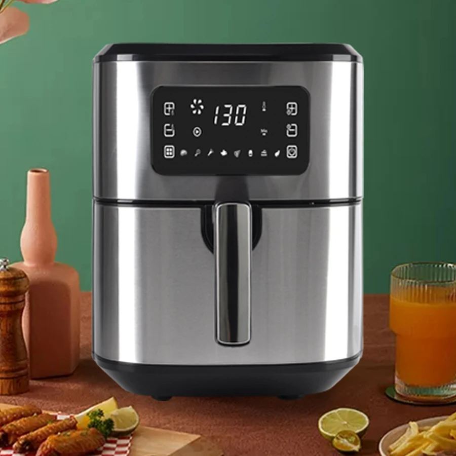 5l Stainless Healthy Circulation Fried Cooking Electric Air Fryer Oven Transparent Window with stainless steel housing