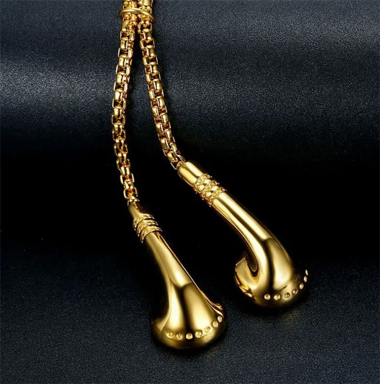  Luxury Brand Personalize Hip Hop Music Jewelry Gold Titanium Steel Diamond DJ Earphones Earplugs Necklaces For Men