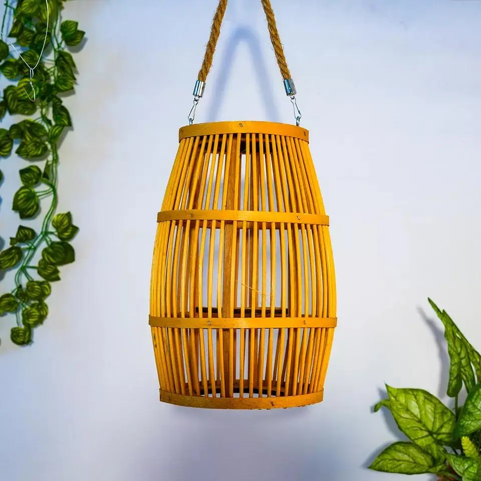 Wholesale Handmade Craft Rattan Wood Candle Lantern For Home Decoration