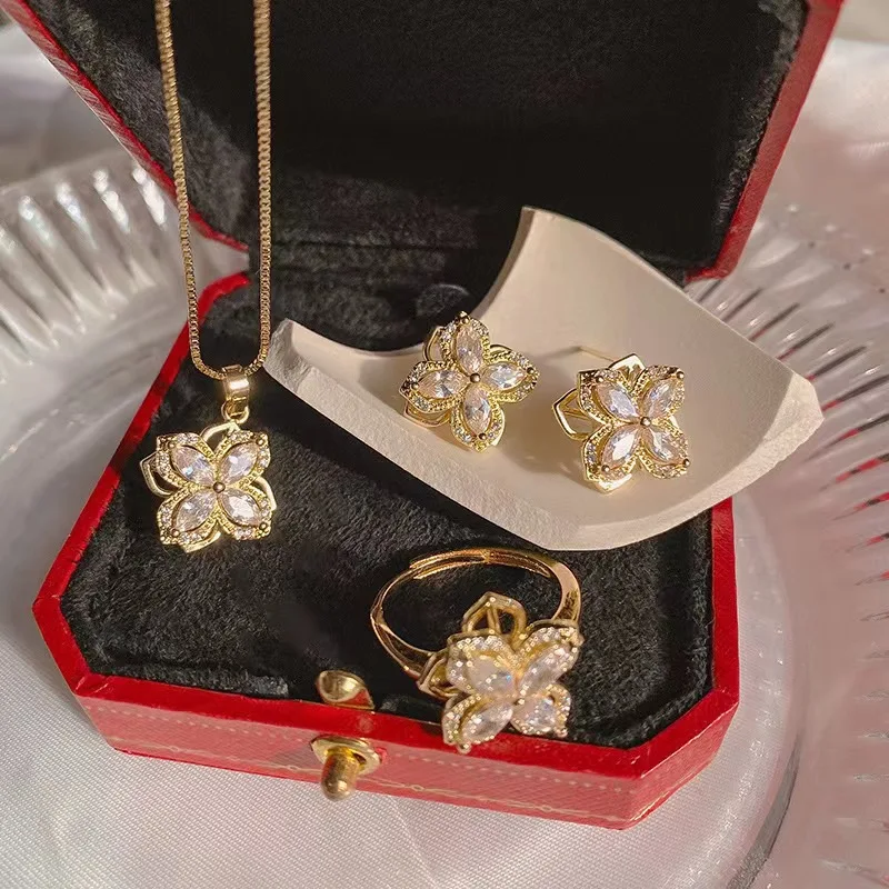 Dazgirl wholesale stainless steel four leaf clover jewelry set