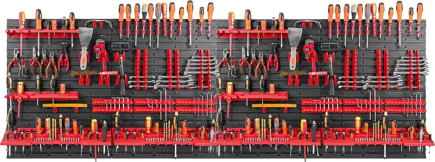 Wall Mount Garage Shelf 2304x780mm Plastic Tool Holder Wall Board With Small Fittings 116 accessories Plastic Pegboard Wall