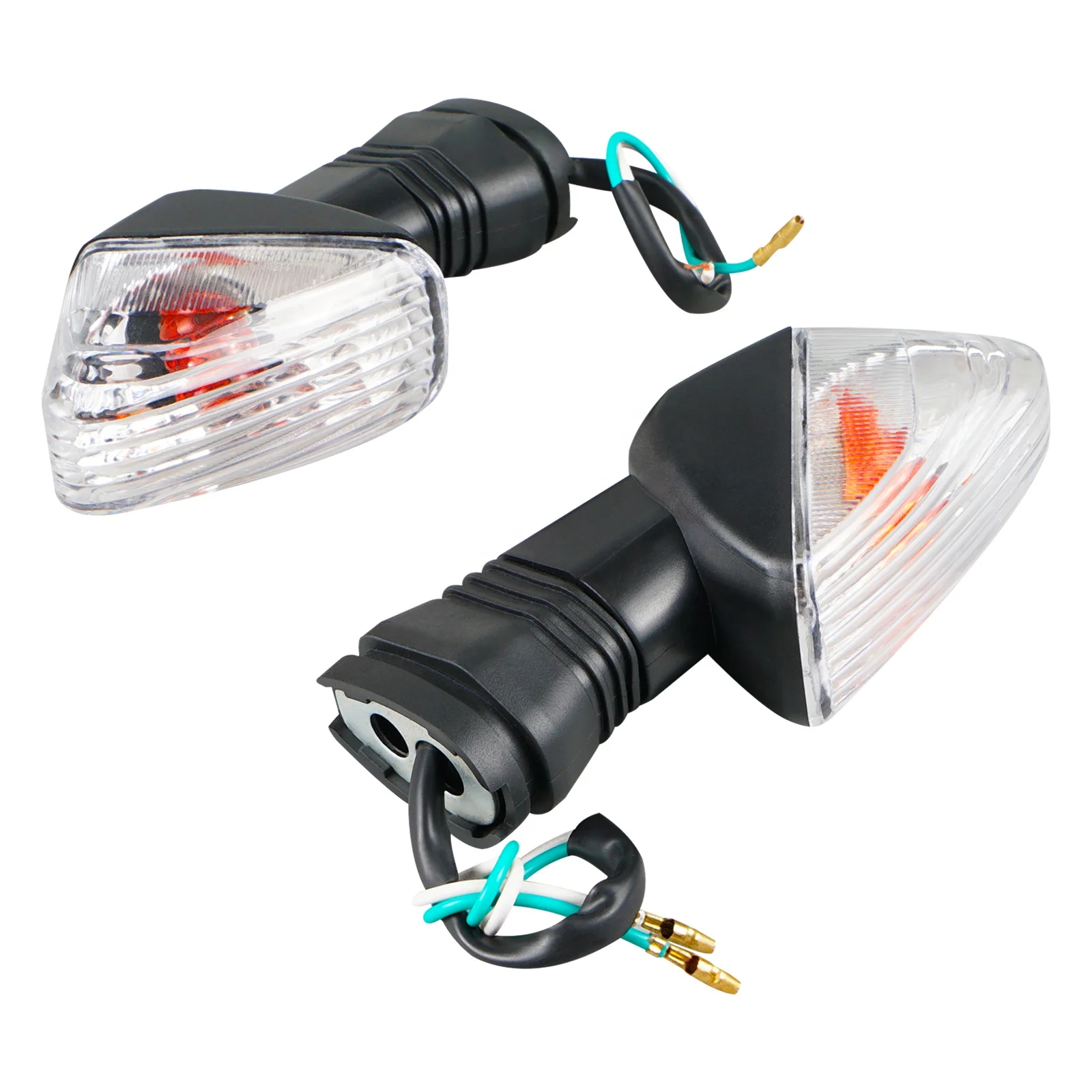 Bevinsee ABS Motorcycle Turn Signal Light White Amber LED Lens Lamps For Kawasaki Ninja ZX-6R 600 1997-2005 2006