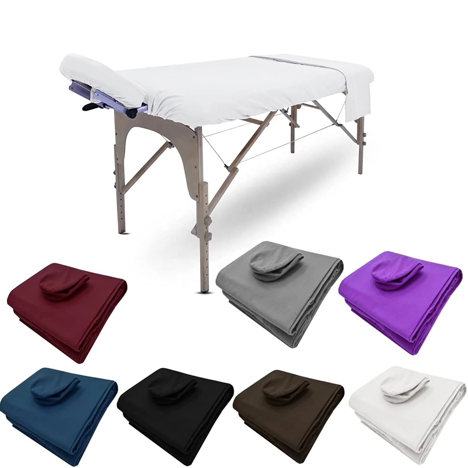 Wholesale White Poly Cotton Massage Table Flat Sheets Fitted Sheets  3 Pieces Set