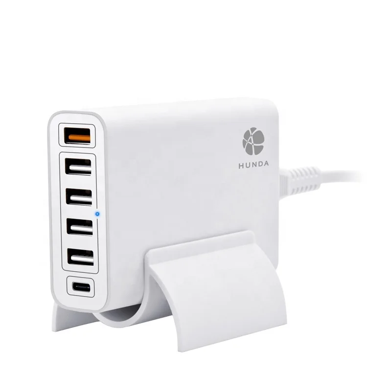 Hunda 2020 Горячие продукты 60 Вт Портативный Multi 6 портов smart Type C QC3.0 зарядная станция 5V 2.4A настольное зарядное
