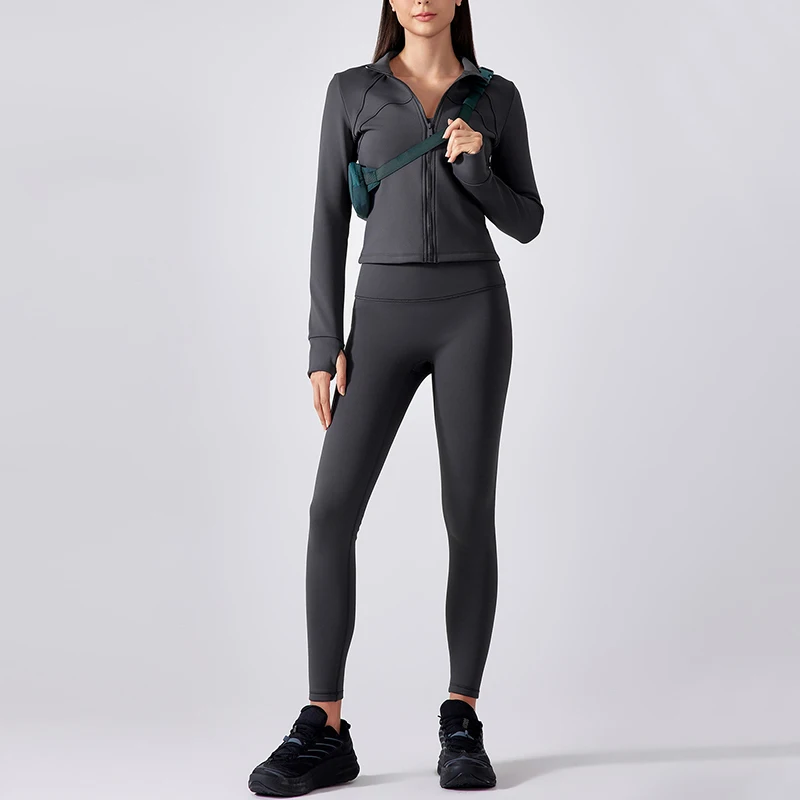 DAW196 winter warm fleece tracksuits 2 Piece Outfits Women Long Sleeve Zip Up Jacket & Leggings sets for Gym Workout