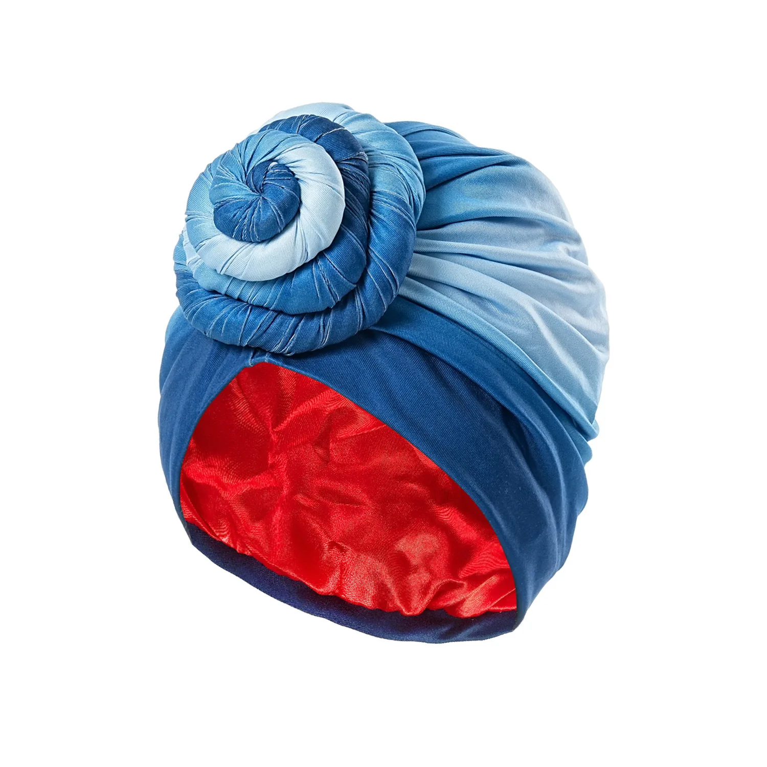 HZM-61044 Silk Satin Lined Turban Head Wrap Pre-Tied Skull Cap for Men and Women Sleeping Bonnet Hair Cover Chemo Hair Loss Hat