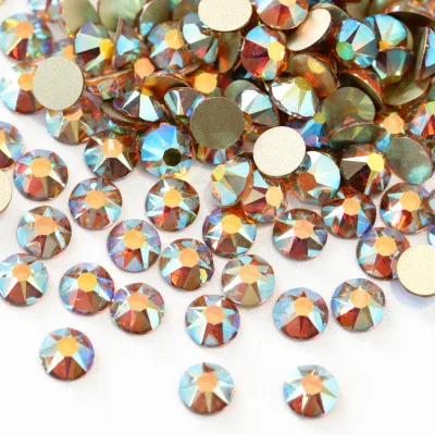 16 Facets Non Hot Fix Flat Back Crystal Rhinestone , Wholesale Round Glass Crystal AB Flat Back Rhinestone