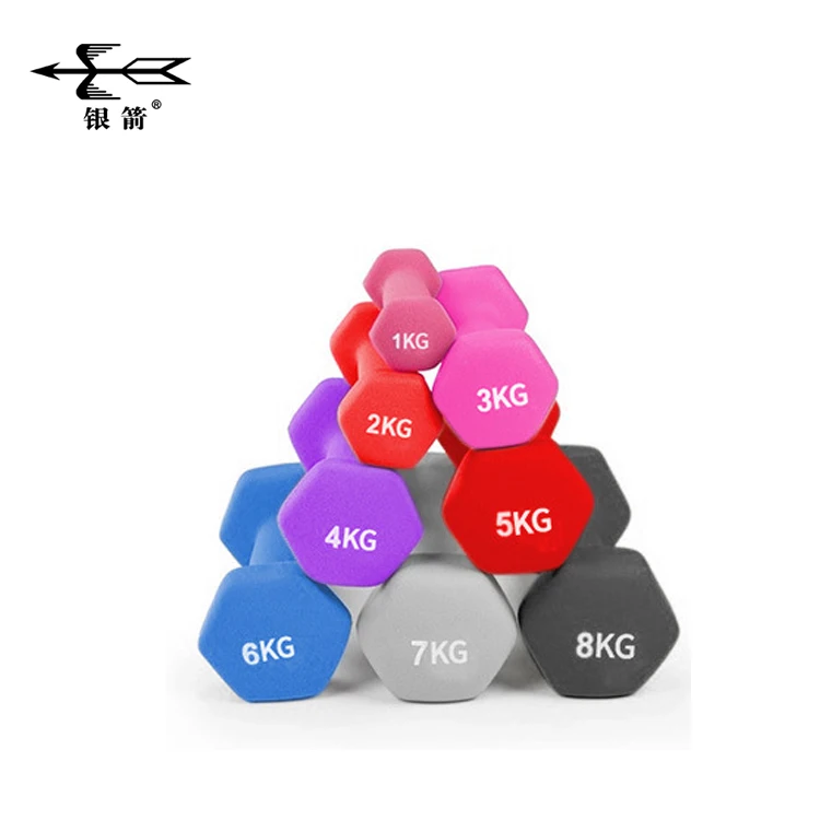 Fitness Custom Color 1kg 3kg 5kg 10kg Vinyl Dumbbell Weights Aerobic Gym Women Kid Hex Neoprene Dumbbell Set