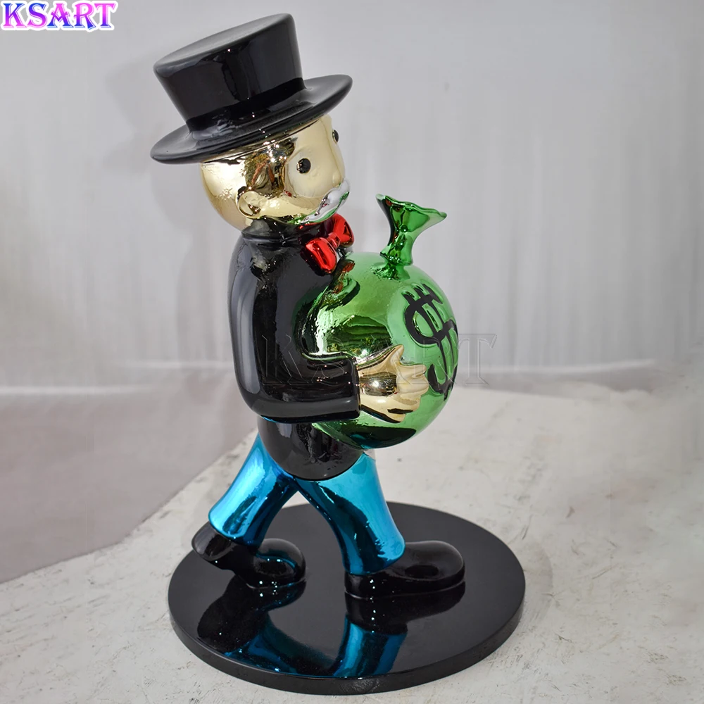 Monopoly resin statue custom chrome plated color cartoon duck sculpture art gallery