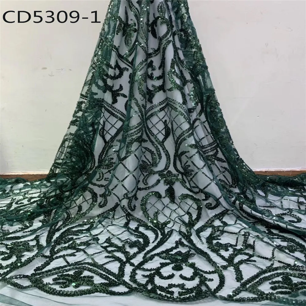 CD5309-1 Лидер продаж зеленый цвет африканский тюль Свадебные Вышивка кружево ткани оптовая продажа для вечеринки