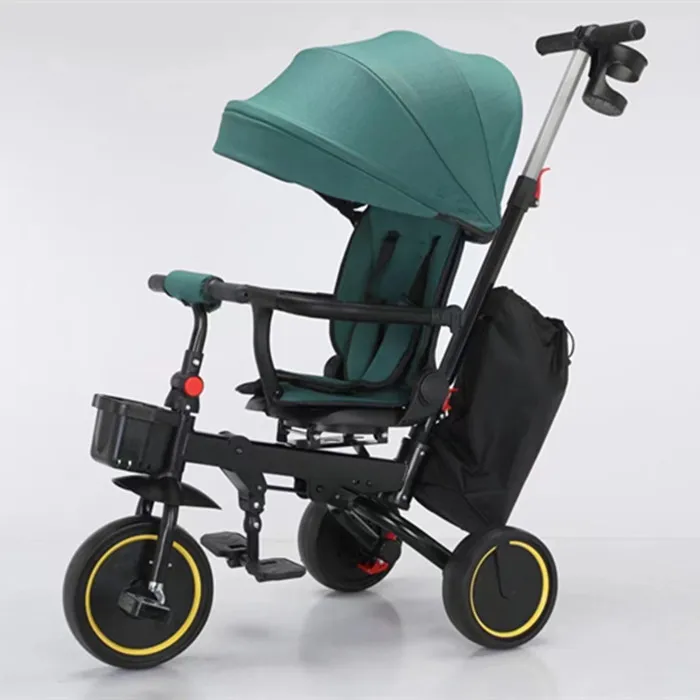 2024 hot sale baby tricycle can folding with push bar CE certificate children kids cycle baby carrier 3 wheel