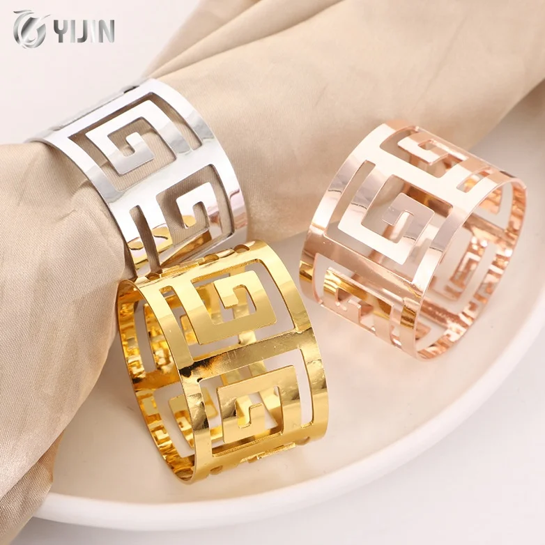 Eco-friendly bulk table decoration silver rose gold napkin holder metal napkin ring for wedding party