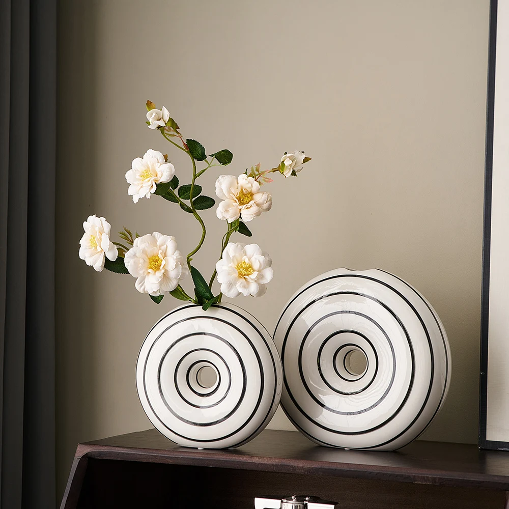 Modern Style Round Vase Dry Flower Decorative Hydroponic Vase Living Room Decoration Flower Vase Simple Decoration Home