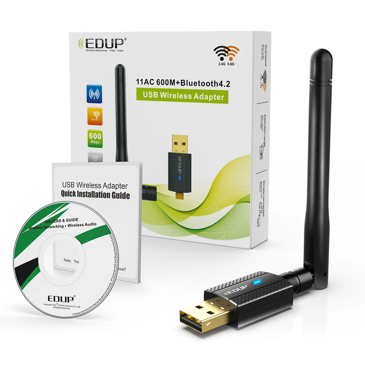 EDUP EP-AC1661 2 в 1 Bluetooth ac600 usb wifi адаптер в наличии