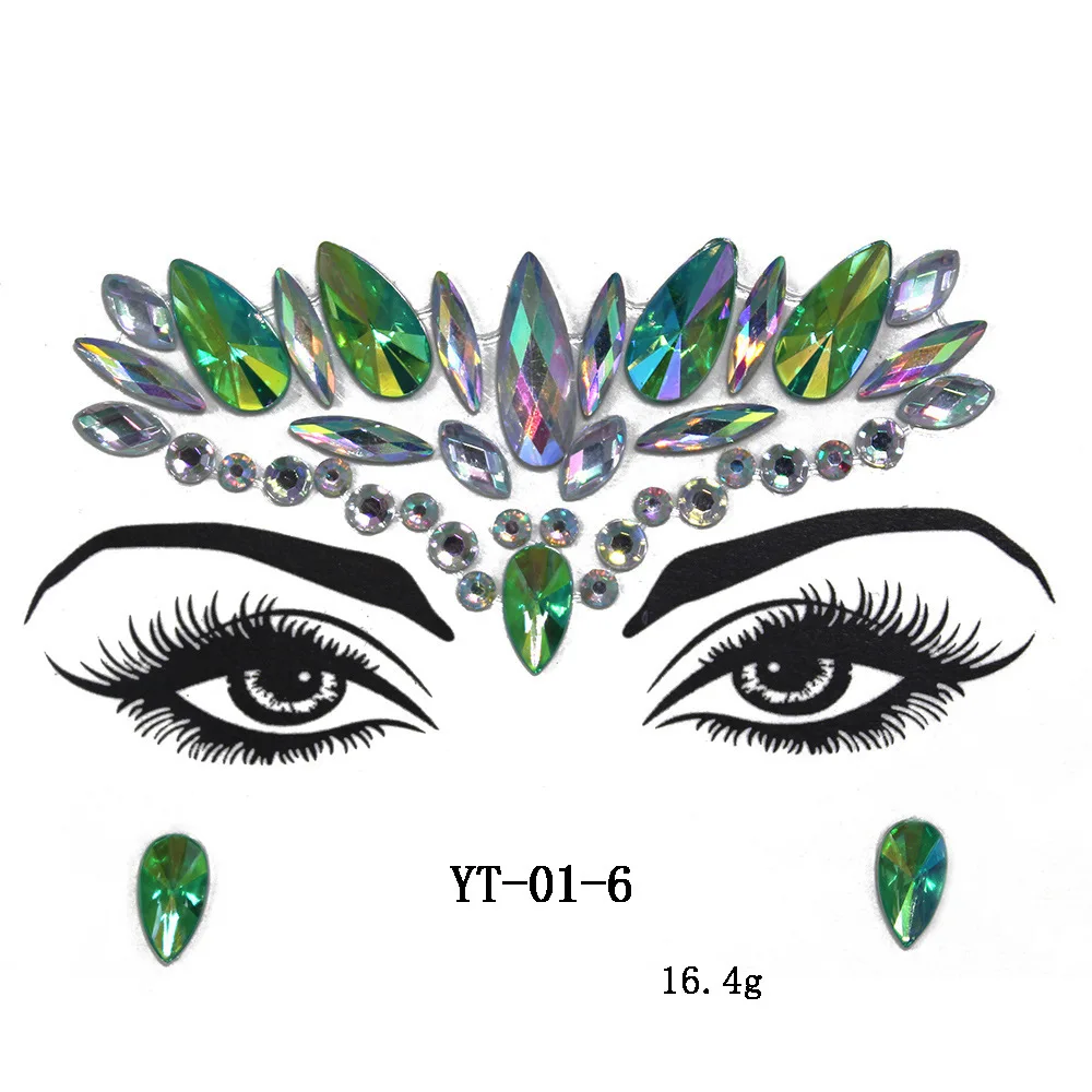 New fashion temporary adhesive eye face acrylic diamond wholesale custom crystal gem stickers for face