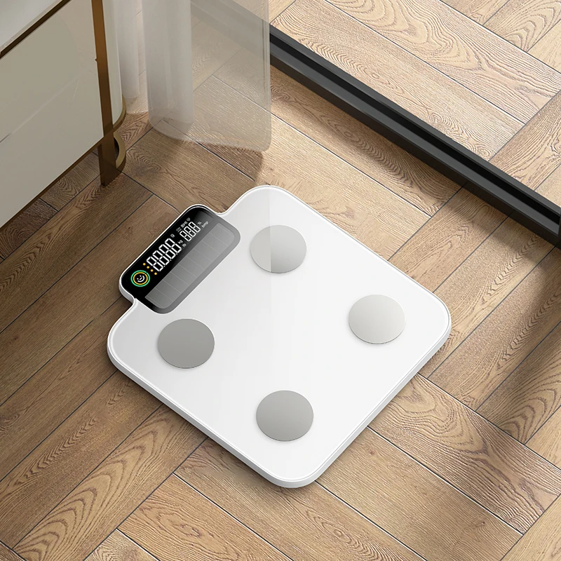 180kg Smart Scales Colorful Screen VA Solar Weighing Scale Customized Bathroom Weighing Scale With Multifunction Indicator Light