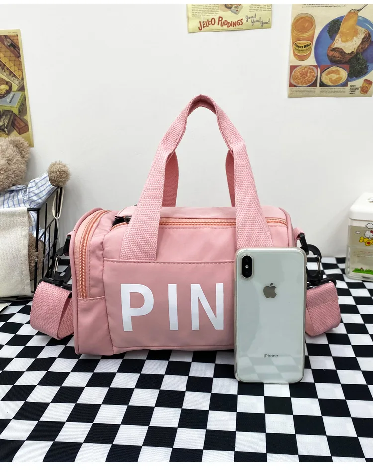 New design Black nylon ladies mini pink hand bag women waterproof mini gym bag female shoulder bag