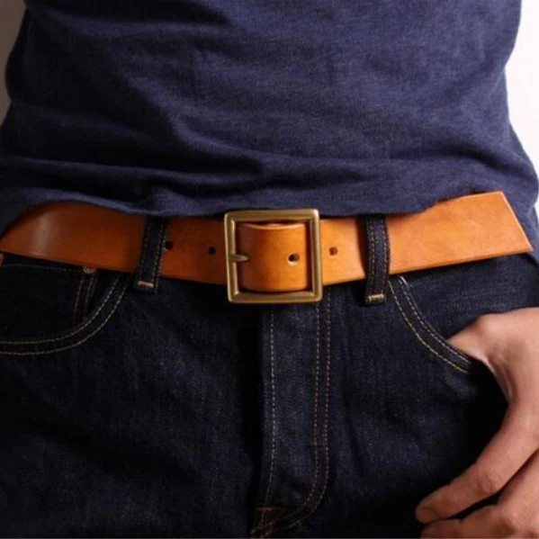 Carosung Wholesale Custom Solid Brass Single Prong Square Belt Buckle 40mm Copper Center Bar Pin Buckles