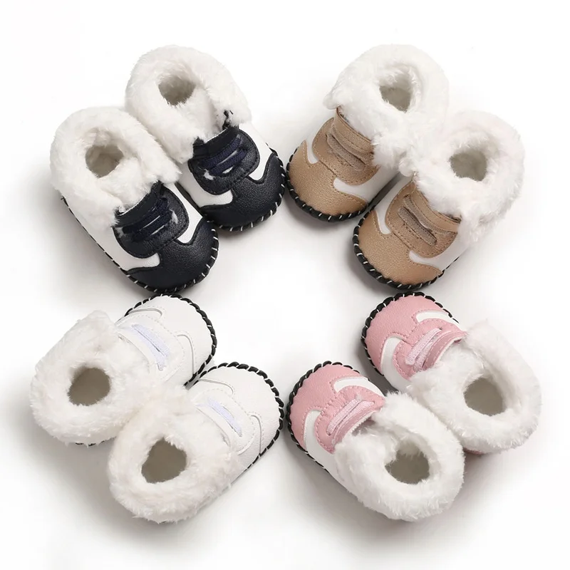 
Winter Plush High Top PU Leather Waterproof Warm Shoes Princess Shoes Baby Snow Boots 