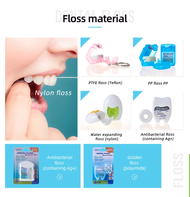 OEM high quality dental floss waxed&mint teeth cleaning product oral care flosser support customization with CE