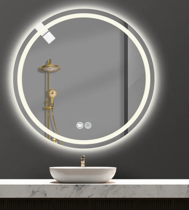 Customized round wall mirror led bathroom fogless mirror